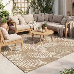 In-& Outdoor Teppich - Malta Leaves Natur