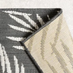 In-& Outdoor Teppich - Malta Leaves Schwarz