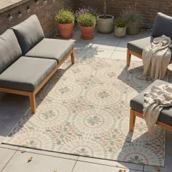 In- & Outdoor Teppich - Ranch Mandala Beige