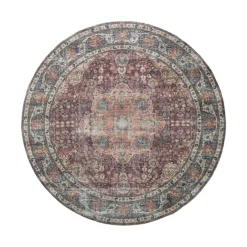 In- & Outdoor Teppich Rund - Kairo Medaillon Bordeaux Rot