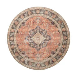 In- & Outdoor Teppich Rund - Kairo Medaillon Terra Dunkelblau