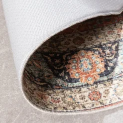 In- & Outdoor Teppich Rund - Kairo Medaillon Terra Dunkelblau