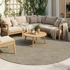 In- & Outdoor Teppich Rund - Malta Arrow Natur
