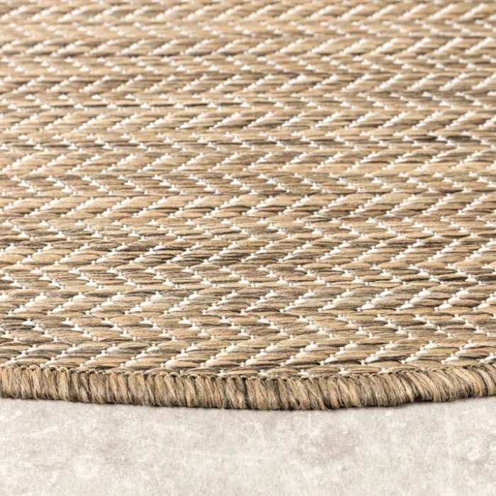 In- & Outdoor Teppich Rund - Malta Arrow Natur