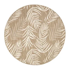 In- & Outdoor Teppich Rund - Malta Leaves Natur