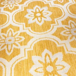 In- & Outdoor Teppich Rund - Rio Flower Gelb