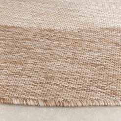 In- & Outdoor Teppich Rund - Sierra Border Creme Beige