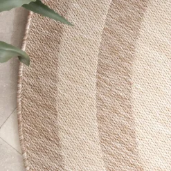 In- & Outdoor Teppich Rund - Sierra Frame Beige Creme