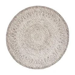In- & Outdoor Teppich Rund - Summer Azteca Hellgrau
