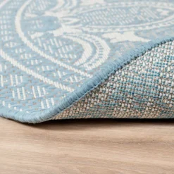 In- & Outdoor Teppich Rund - Summer Oriental Hellblau
