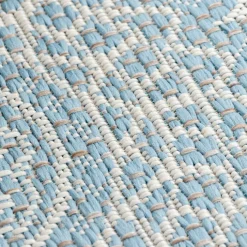 In- & Outdoor Teppich Rund - Summer Azteca Hellblau
