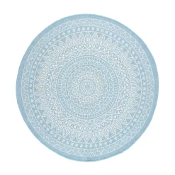 In- & Outdoor Teppich Rund - Summer Azteca Hellblau