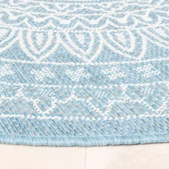 In- & Outdoor Teppich Rund - Summer Azteca Hellblau