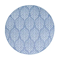 In- & Outdoor Teppich Rund - Summer Leaves Blau