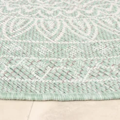 In- & Outdoor Teppich Rund - Summer Azteca Mint