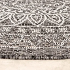 In- & Outdoor Teppich Rund - Summer Azteca Grau