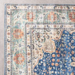 In- & Outdoor Teppich Vintage - Kairo Medaillon Dunkelblau Terra