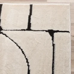 Japandi Teppich - Yori Blocks Creme Schwarz