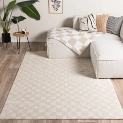 Japandi Teppich - Yori Checkerboard Creme