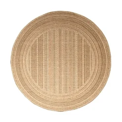 Jute Gartenteppich Rund - Mavi Stripes Creme Braun