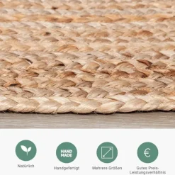 Jute Teppich Oval - Fair Natur