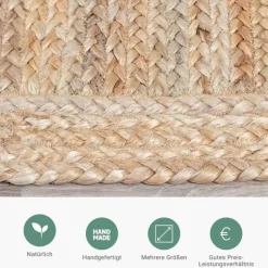 Jute Teppich Quadrat - Fair Natur