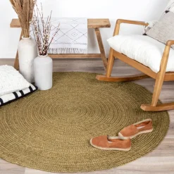 Jute Teppich Rund - Fair Grün