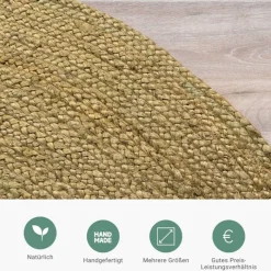 Jute Teppich Rund - Fair Grün