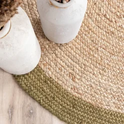 Jute Teppich Rund - Fair Natur Grün