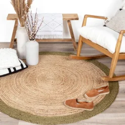 Jute Teppich Rund - Fair Natur Grün