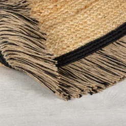 Jute Teppich Rund - Kahano Natur Schwarz - Ø 180cm