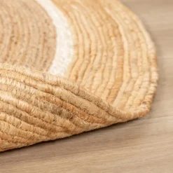 Jute Teppich Rund - Mirai Circle Weiss Natur