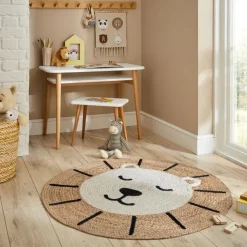Kinderteppich Rund - Julio Lion Beige - Ø 100cm