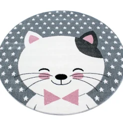 Kindertepppich Rund - Anna Katze Rosa