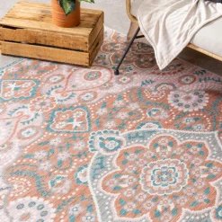 Outdoor Teppich Boho - Vedra Medaillon Rosa