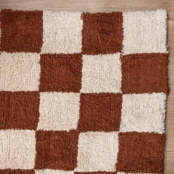 Retro Teppich - Gambit Braun Weiß