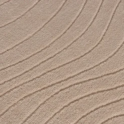 Runder Teppich Wohnzimmer - Charm Waves Beige