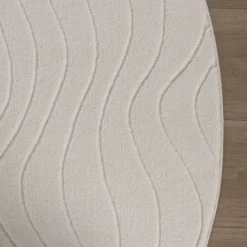 Runder Teppich Wohnzimmer - Charm Waves Weiß