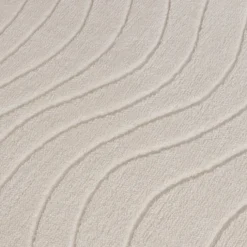 Runder Teppich Wohnzimmer - Charm Waves Weiß