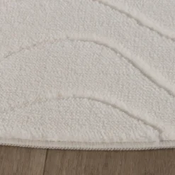 Runder Teppich Wohnzimmer - Charm Waves Weiß