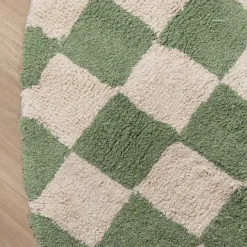 Rund Retro Teppich - Gambit Grün Weiß