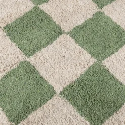 Rund Retro Teppich - Gambit Grün Weiß