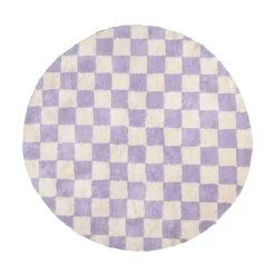 Rund Retro Teppich - Gambit Lila Weiß