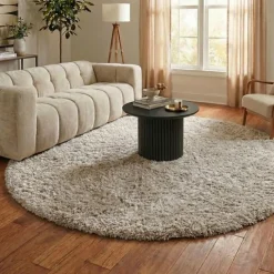Shaggy Teppich Rund - Blaze Beige Grau