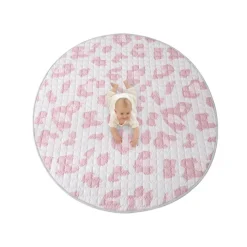 Spielteppich Baby Rund - Noa Panter-Druck Rosa - Ø 150cm