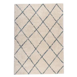 Teppich Hochflor - Grand Lines Creme Blau
