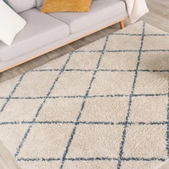 Teppich Hochflor - Grand Lines Creme Blau
