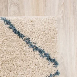 Teppich Hochflor - Grand Lines Creme Blau
