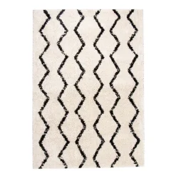 Teppich Hochflor - Grand Moves Creme Schwarz
