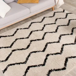 Teppich Hochflor - Grand Moves Creme Schwarz